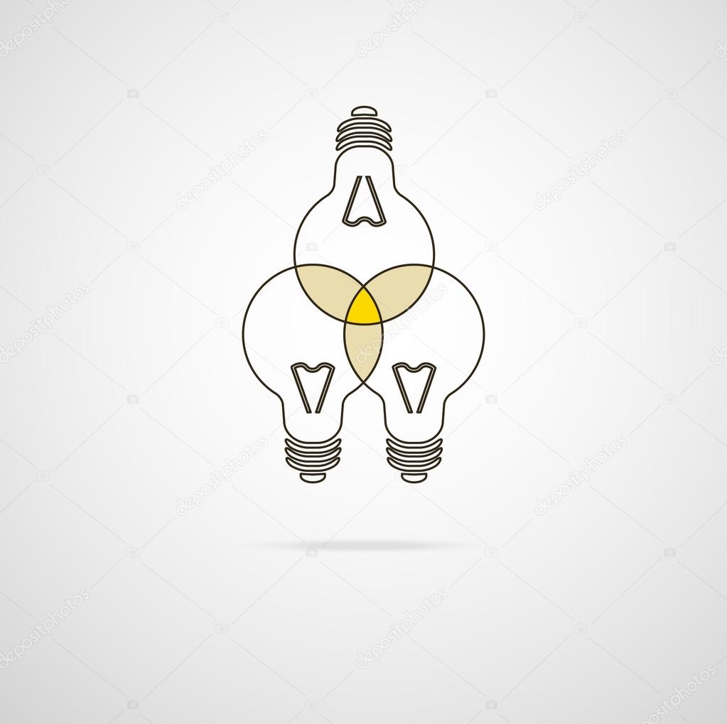 Collaboration symbol with lightbulbs