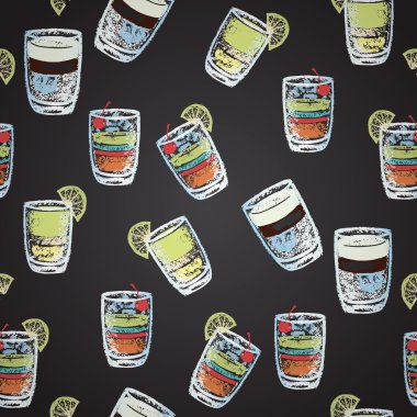 Seamless pattern with cocktails vector Seamless pattern with cocktails vector
