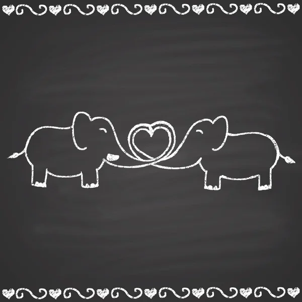 stock vector Couple of enamored elephants.