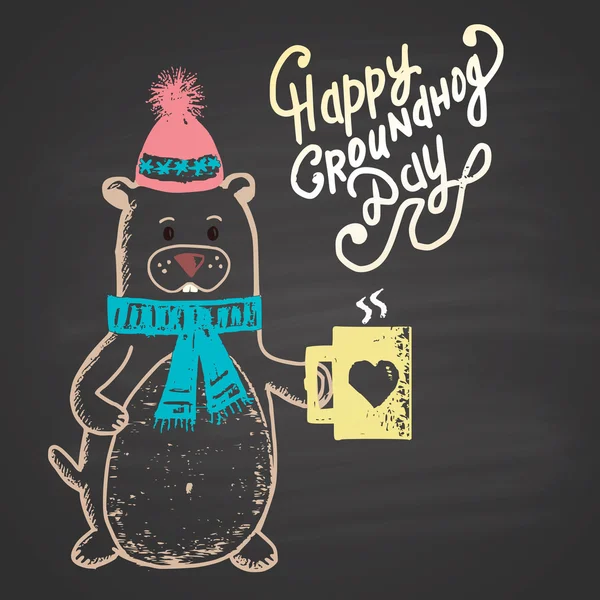 Thème de la Journée de la marmotte heureuse . — Image vectorielle