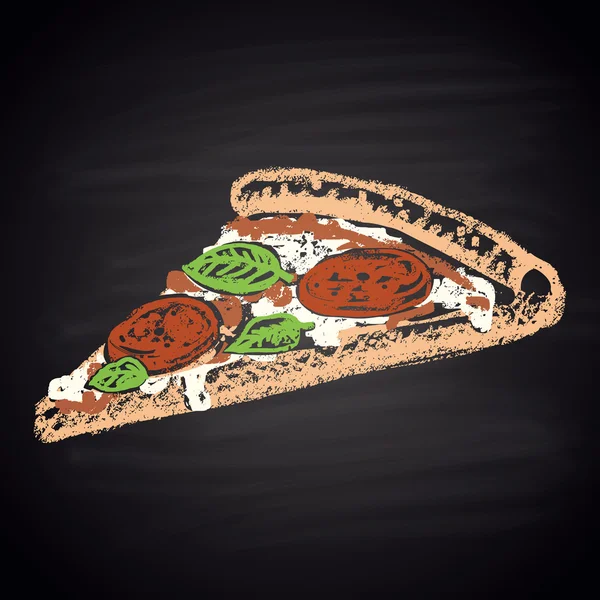 Pizza pintada con tiza — Vector de stock