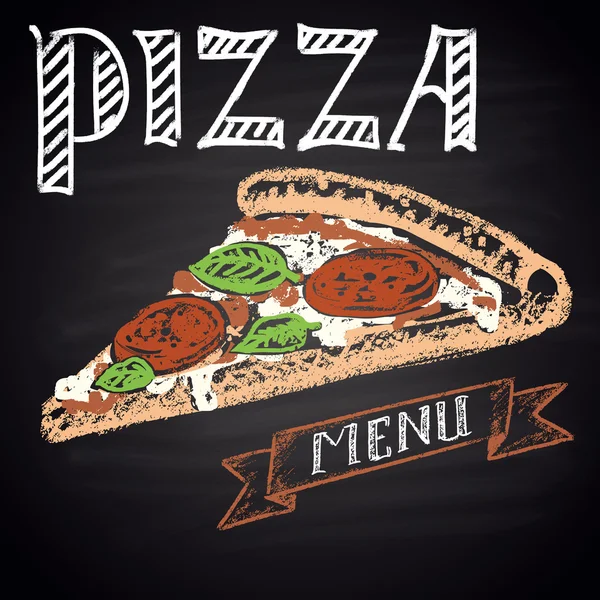 Menú de pizza pintada con tiza . — Vector de stock