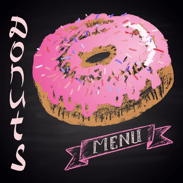 Krita målade donuts menyn — Stock vektor