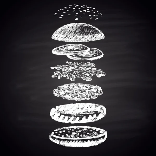 Ingredients of guacamole burger Stock Illustration