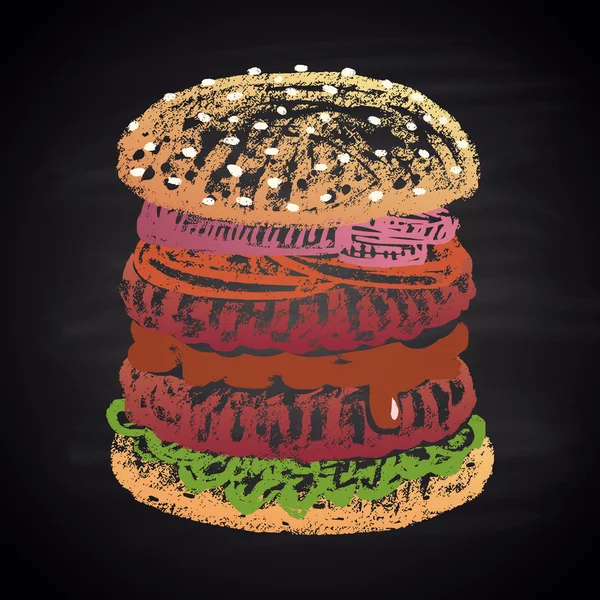Un doppio hamburger. Tema menu hamburger . — Vettoriale Stock