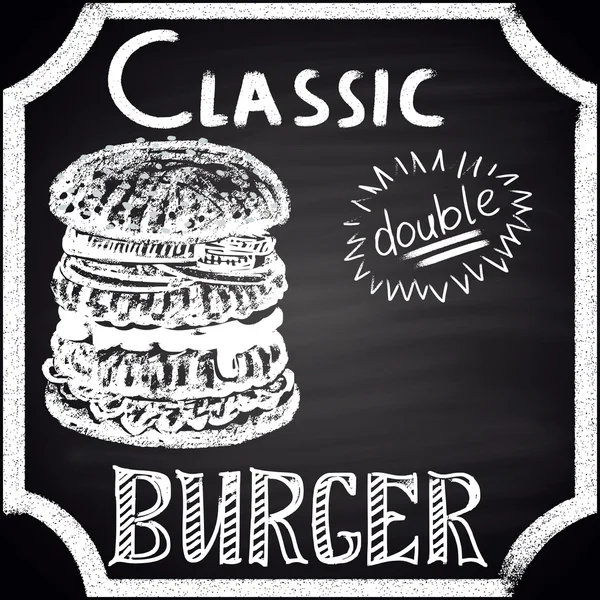 Classic double burger. — Stock Vector