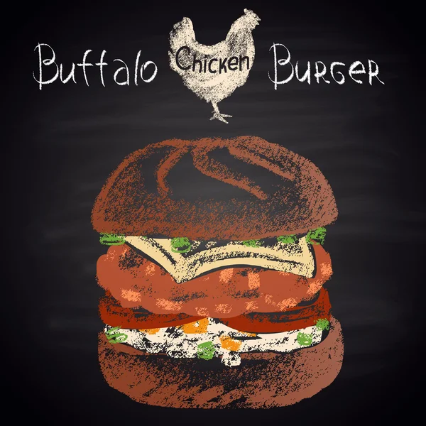 Hamburguesa de pollo Buffalo . — Vector de stock