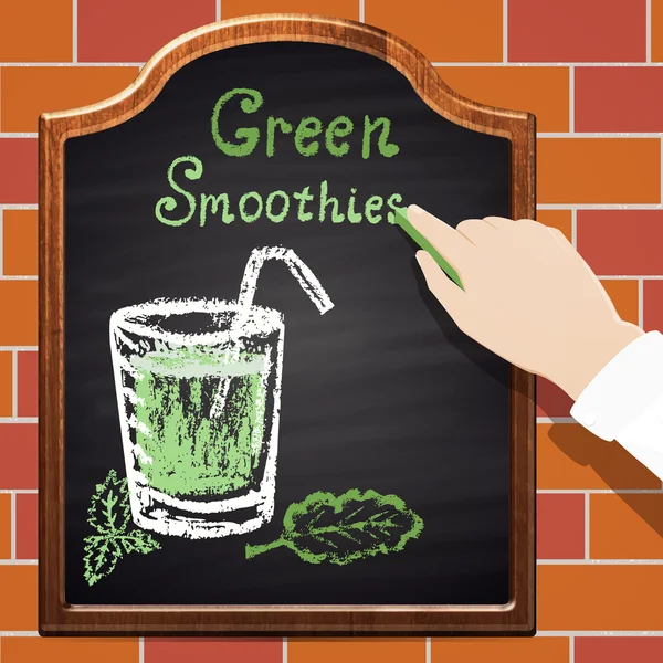 Green smoothie on black chalkboard — Stock Vector