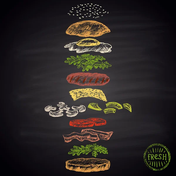 Hamburger di uova con ingredienti. Infografica . — Vettoriale Stock