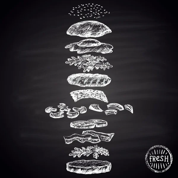 Vajíčko hamburger s přísadami. Infographic. — Stockový vektor