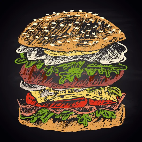 Burger aux oeufs peint à la craie — Image vectorielle