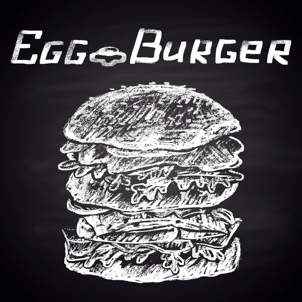 Chalk painted egg burger — Stock Vector