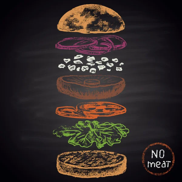 Zutaten eines vegetarischen Burgers. Infografik. — Stockvektor