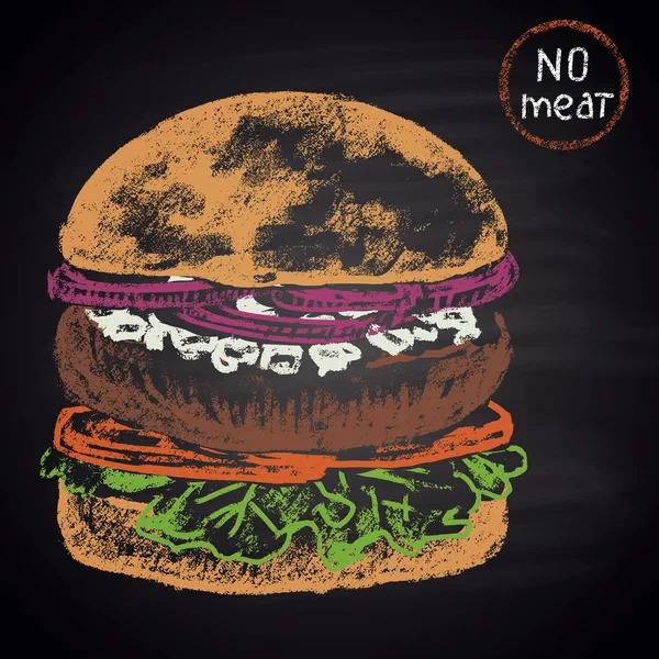 Burger végétarien peint à la craie . — Image vectorielle