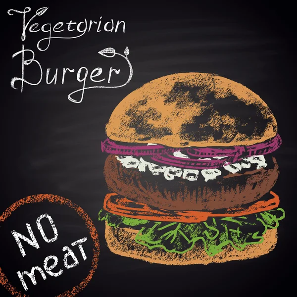 Giz pintado hambúrguer vegetariano . —  Vetores de Stock