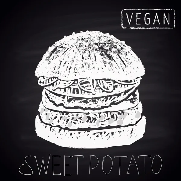 Vegan burger με γλυκοπατάτα. — Διανυσματικό Αρχείο