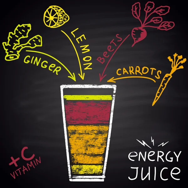 Juice with ginger, lemon, beets and carrots. — Stock Illustration Juice with ginger, lemon, beets and carrots. Royalty Free Stock Vectors