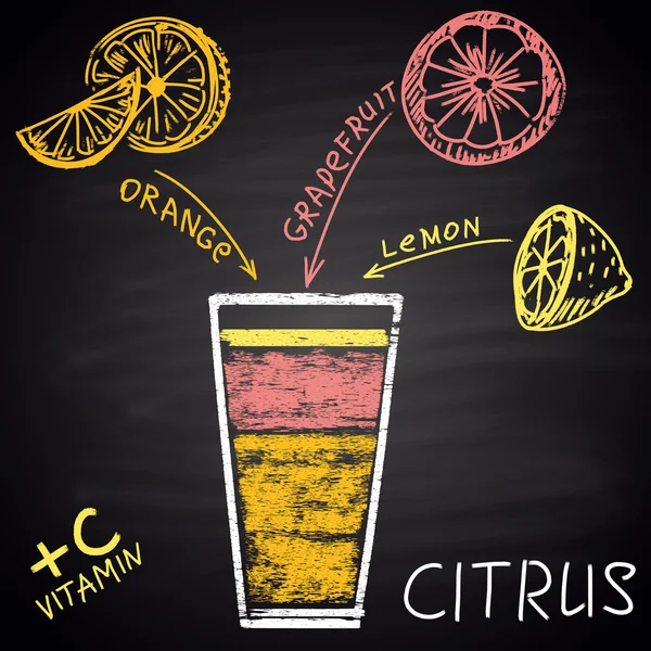 Juice with lemon, grapefruit and orange. Vector Graphics