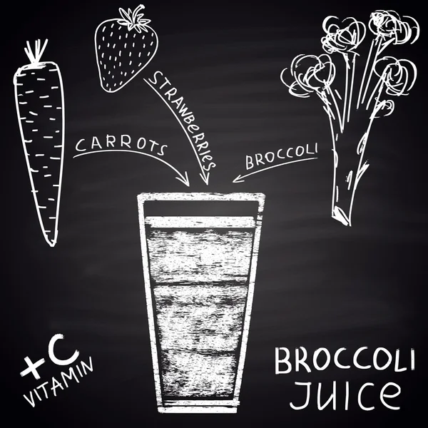 Chalk painted juice with  broccoli Vector Graphics