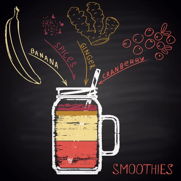 Colorful chalk painted  glass with smoothie Vector Graphics