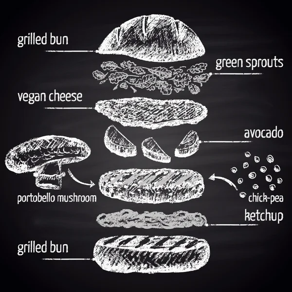 Veganer Avocado-Burger — Stockvektor