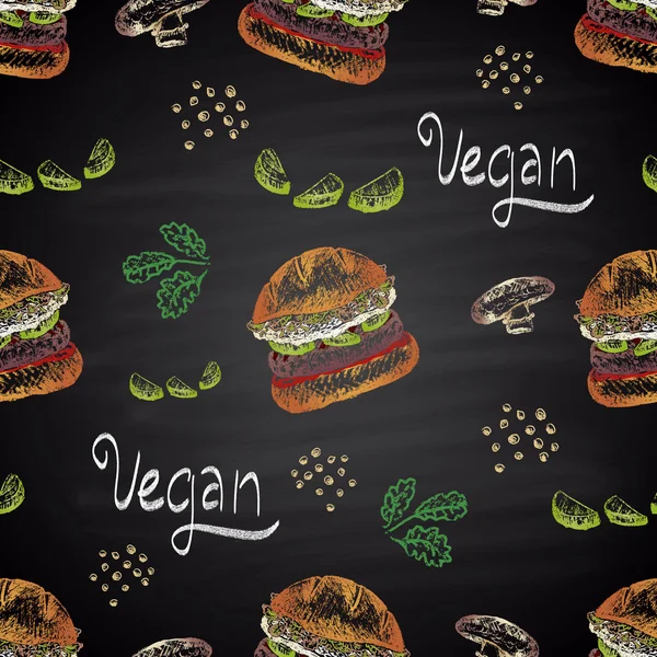 Padrão de hambúrguer abacate vegan —  Vetores de Stock