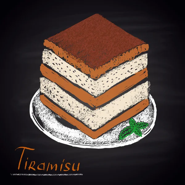 Sobremesa de bolo Tiramisu —  Vetores de Stock