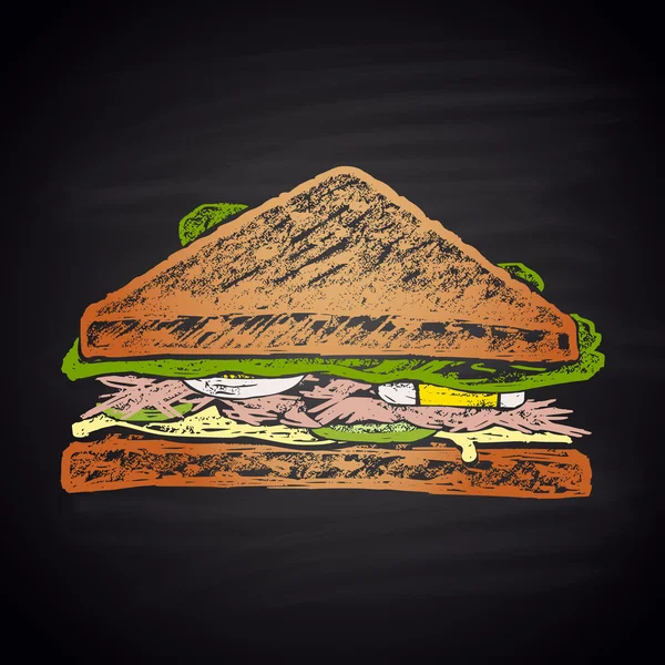 Sandwich mit Thunfisch, Fast Food — Stockvektor