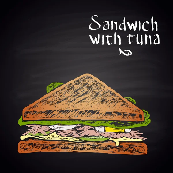 Sandwich dengan tuna, makanan cepat saji - Stok Vektor