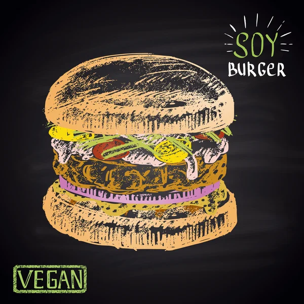 Hamburguesa vegana con soja — Vector de stock