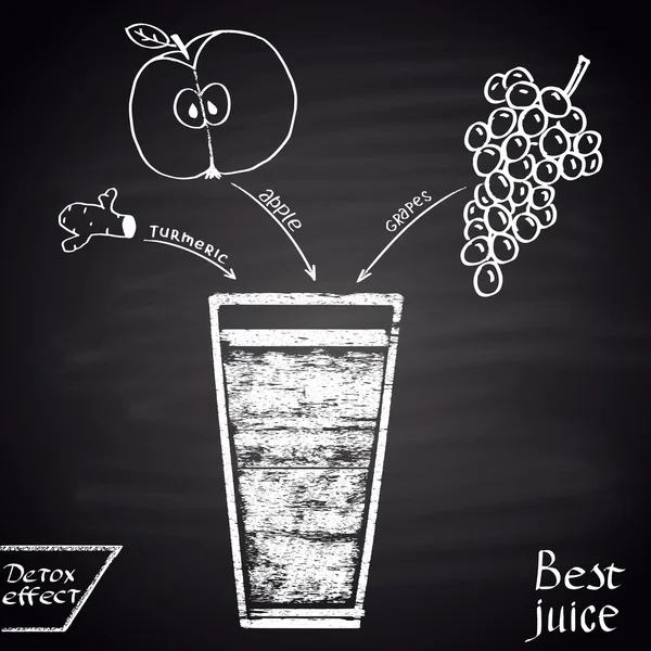 Сок с куркумой, яблоко, виноград — стоковый вектор