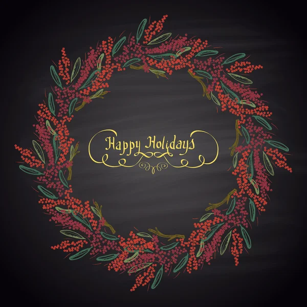 Christmas mistletoe wreath with greeting — Stock vektor