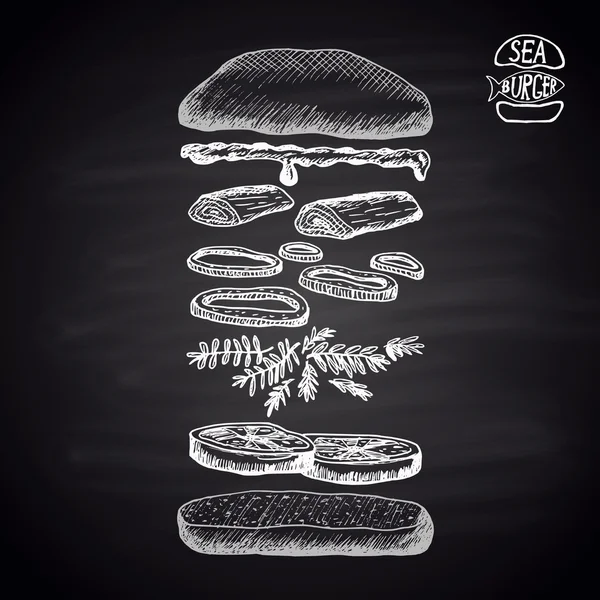 Bahan burger laut - Stok Vektor