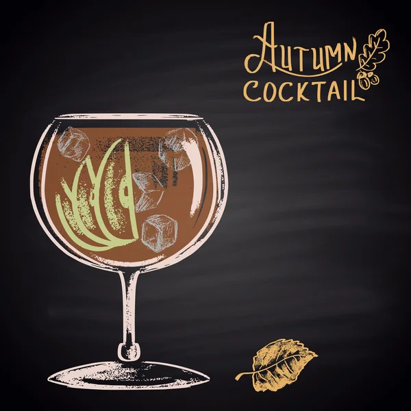 Cocktail de outono em vidro —  Vetores de Stock