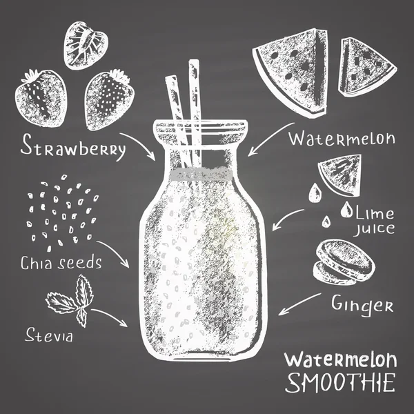 Smoothie sans sucre pastèque — Image vectorielle