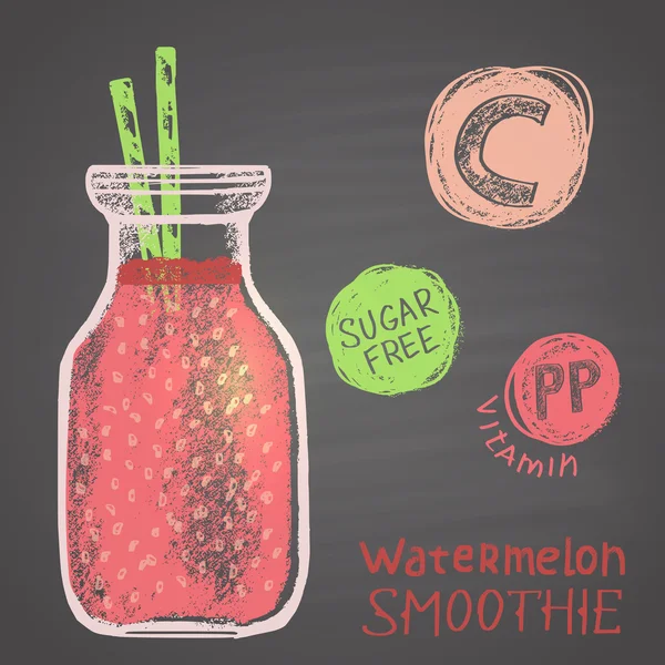 Vattenmelon smoothie med vitaminer — Stock vektor