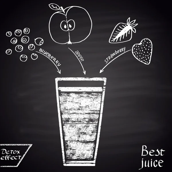Juice with blueberry, apple, strawberry Rechtenvrije Stockillustraties