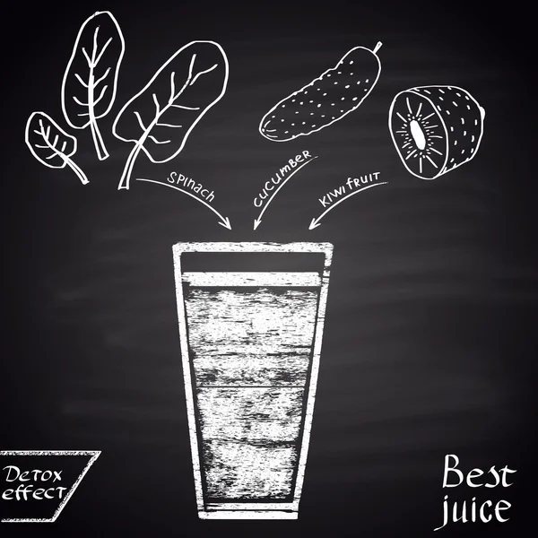 Juice with spinach, cucumber, kiwi Rechtenvrije Stockillustraties