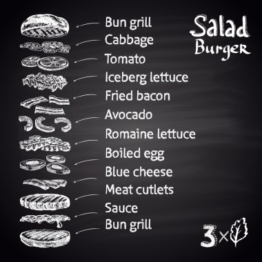 Salad Burger with ingredients.