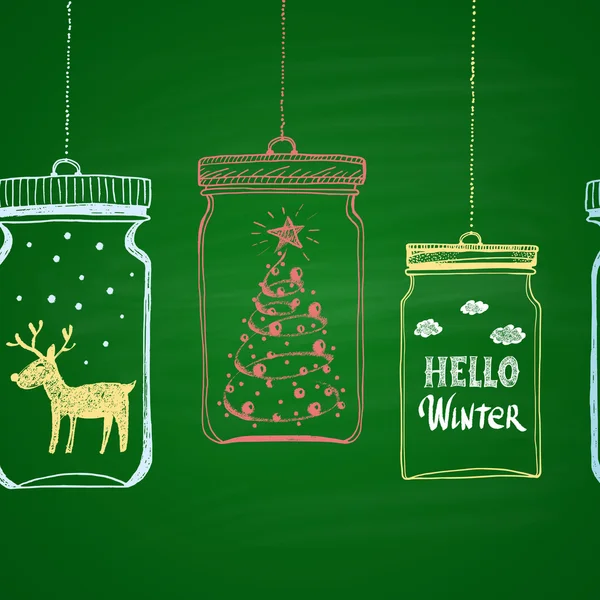 Karácsonyi és újévi üdvözlőlap — Stock Vector