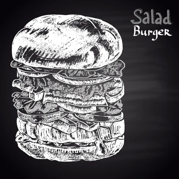 Menu poster with salad burger — Stock vektor