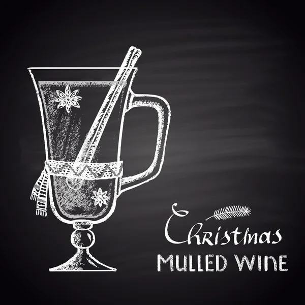 Vino caliente caliente con especias de Navidad — Vector de stock