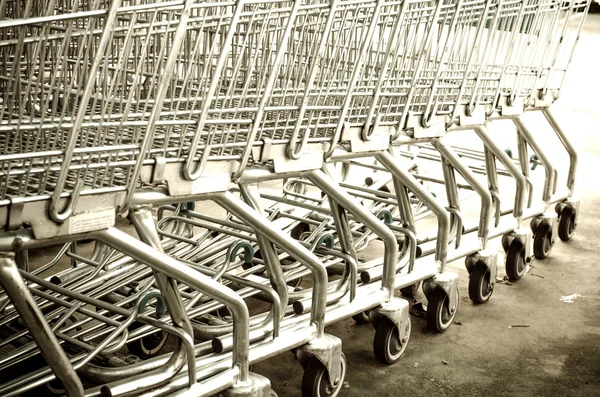 Shopping carts on a parking lot