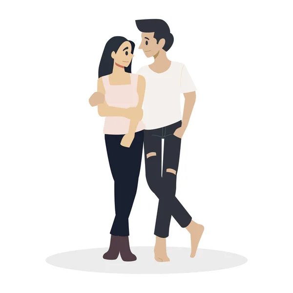 年轻夫妇拥抱站在一起 — 图库矢量图片#
