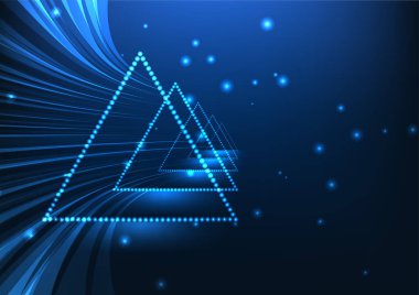 Gelecekçi teknoloji konsepti, mavi renkli vektör illüstrasyonu, soyut arkaplan