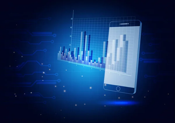 面向未来的技术概念 蓝色的矢量图解 智能手机屏幕上的发光图 — 图库照片#
