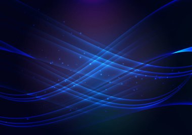 Mavi renk tonuyla soyut dalgalı çizgi vektör çizimi