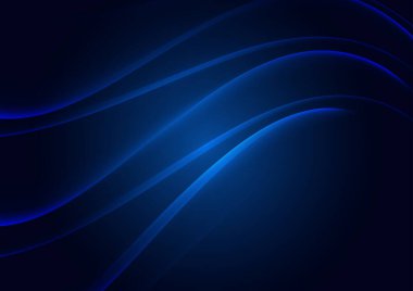 Mavi renk tonuyla soyut dalgalı çizgi vektör çizimi, Vektör tasarım illüstrasyonu, soyut arkaplan, fütüristik teknoloji kavramı   