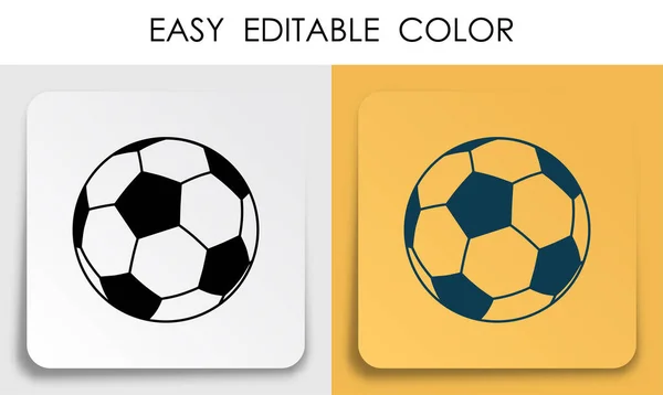 Sports ball for soccer, football icon on paper square sticker with shadow. Sport equipment. Mobile app button. Vector