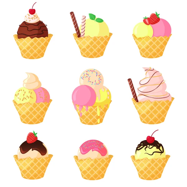 Conjunto de helado de dibujos animados vectoriales — Vector de stock